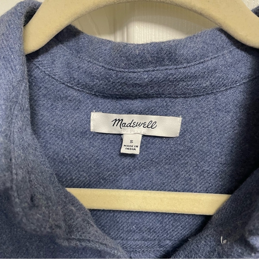 Madewell blue Flannel Side-Button Oversized Ex-Boyfriend Shirt S - Picture 8 of 11